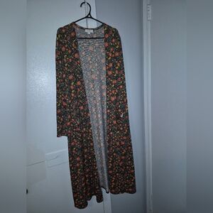 LuLaRoe Size Large Floral Long Kimono Cardigan With Pockets (Sarah)